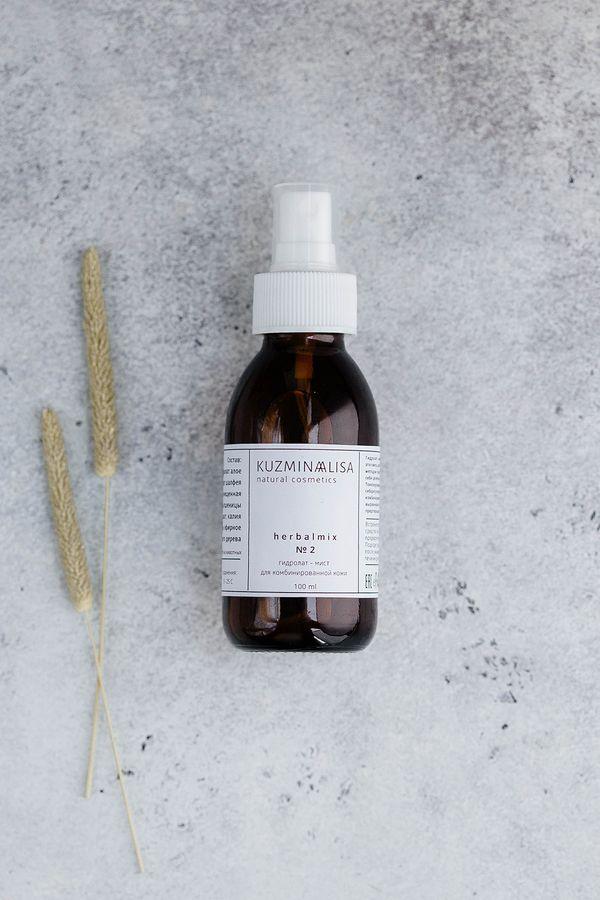 Herbalmix №2, Тоник-мист гидролатный для комбинированной/жирной кожи, 100 мл (стекло), KUZMINAALISA