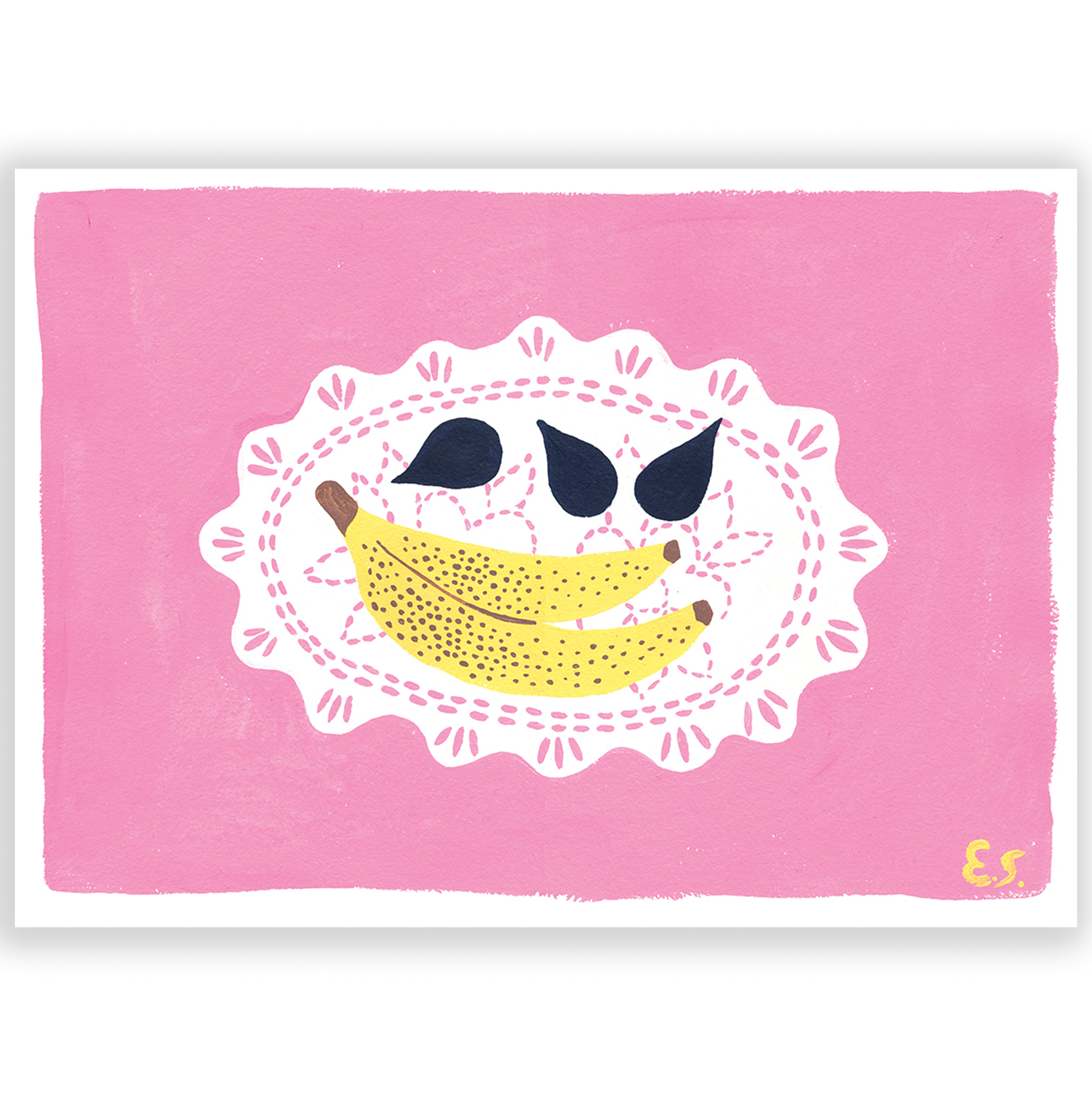 ПОСТЕР "БАНАНЫ НА КРУЖЕВНОЙ САЛФЕТКЕ" 50х70