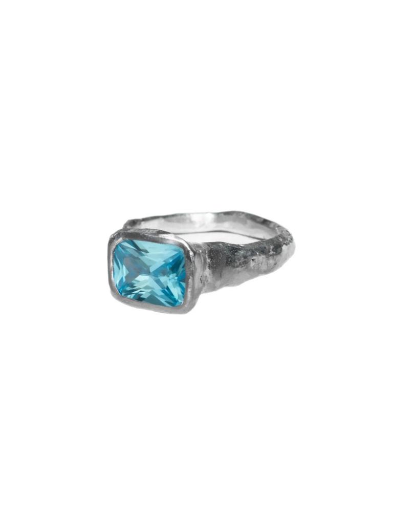 Кольцо Texture ring with cubic zirconia Blue SJEW