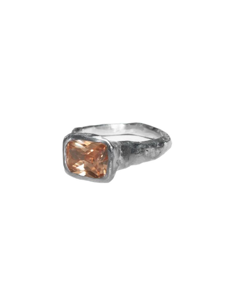 Кольцо Texture ring with cubic zirconia Champagne SJEW