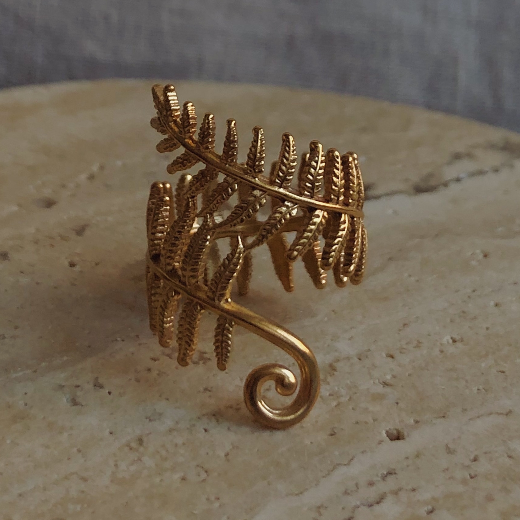 Кольцо Настоящий папоротник - желтая позолота | Real Fern Ring-Gold plated