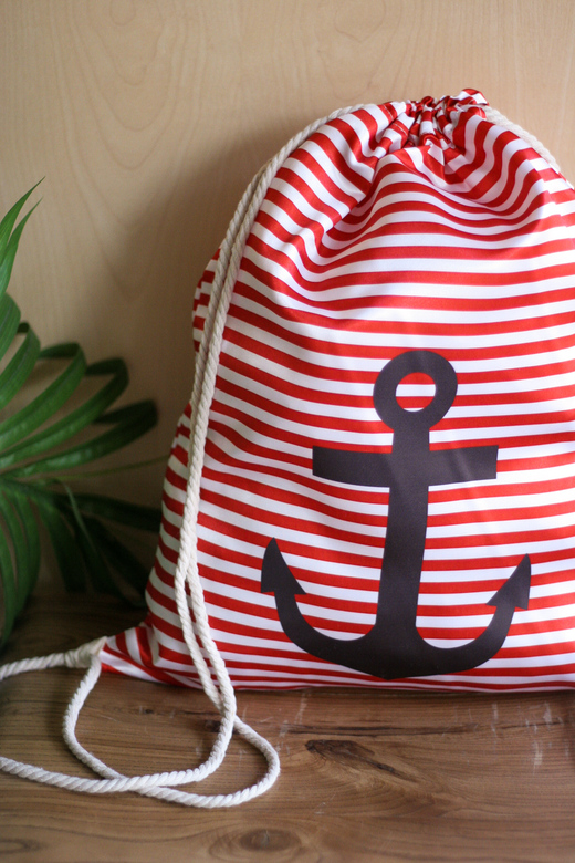 ARTIGIANO CONTEMPORANEO Шёлковая сумка-мешок в морском стиле с якорем