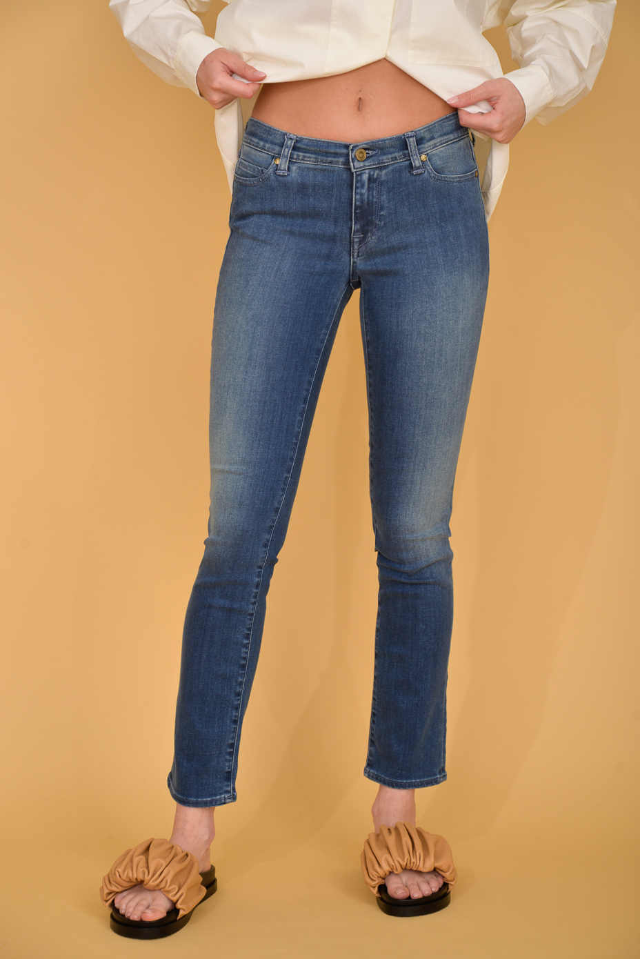 TRUE NYC Джинсы-скинни из мягкого темно-синего денима