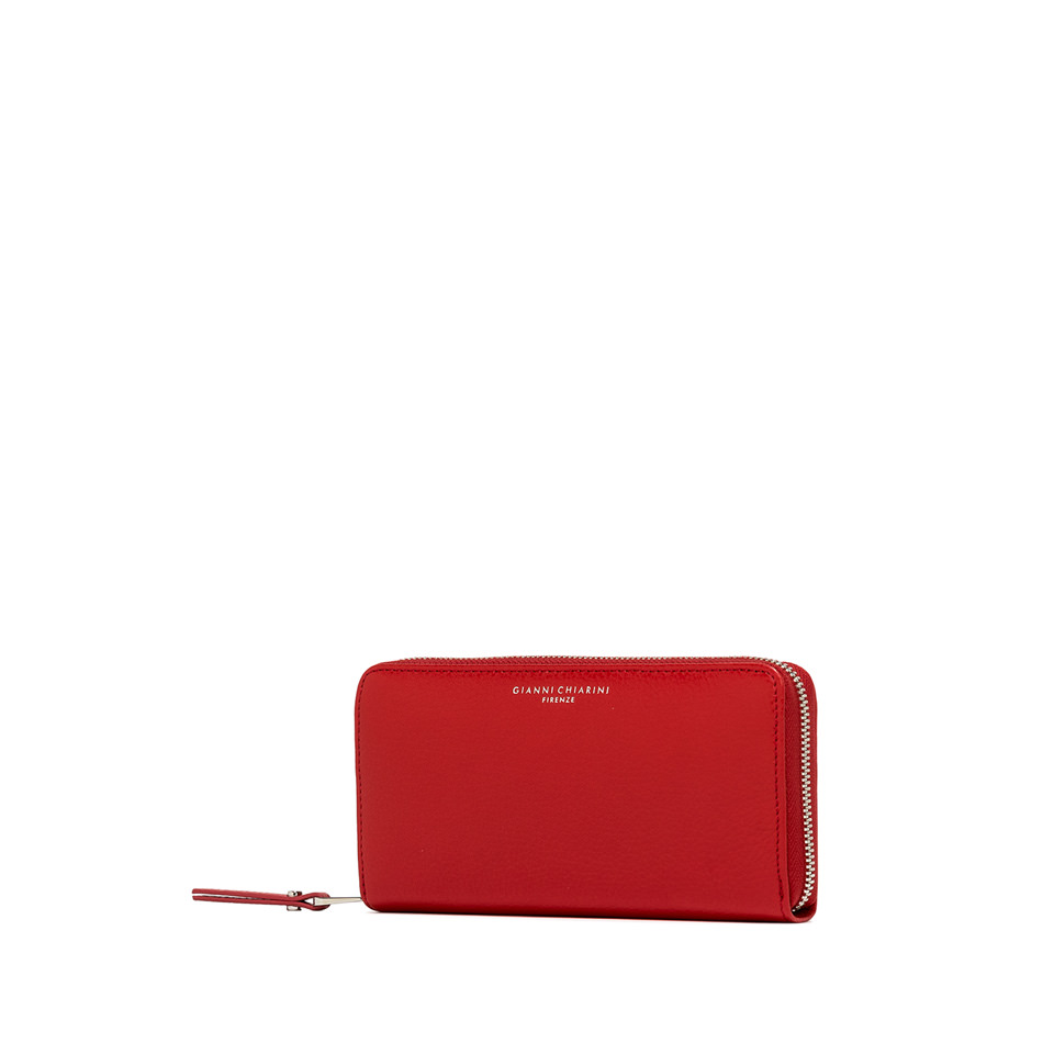 GIANNI CHIARINI Кошелек Grain прямогугольной формы из текстурированной кожи в пурпурно-алом оттенке на замке-молнии