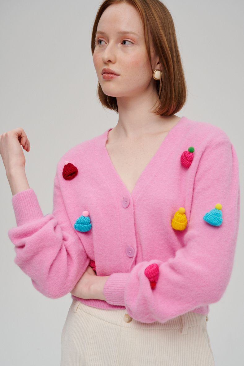 MC2 Saint Barth Кардиган-кроп c объемными аппликациями "шапки-бинни".