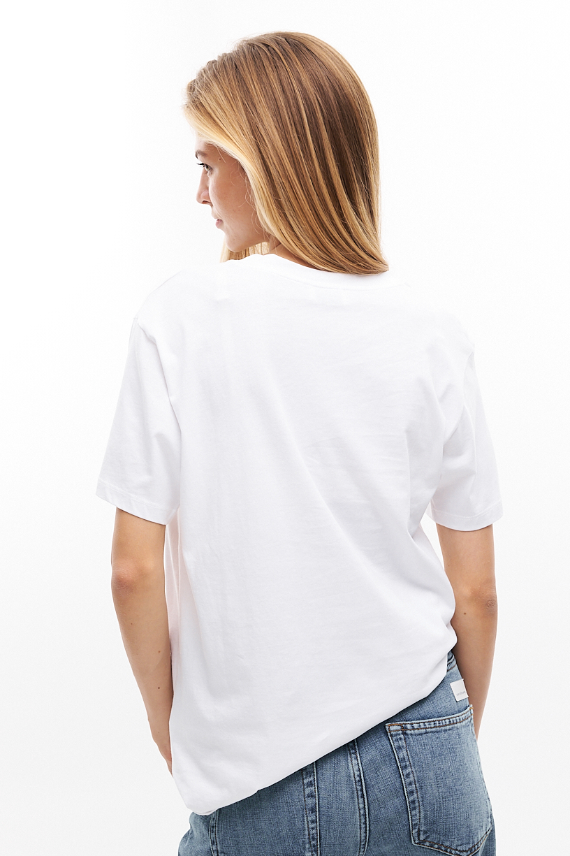 OTTOD'AME Футболка с круглым вырезом с фирменной вышивкой в белом цвете