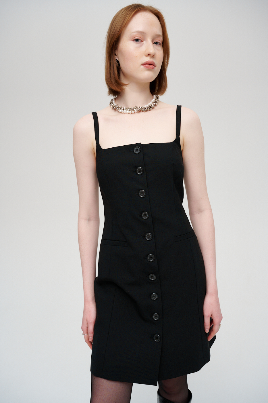 OTTOD'AME Платье на бретелях из шерсти тонкого кручения