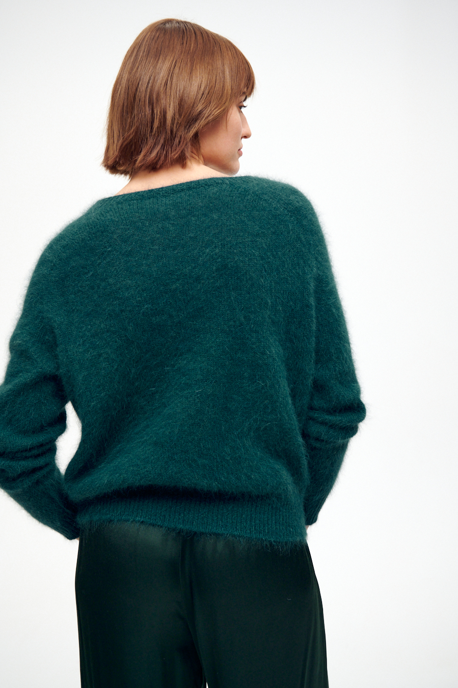 Roberto Collina Пуловер свободного кроя из ангорской шерсти изумрудного оттенка