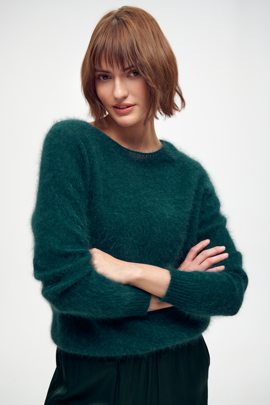 Roberto Collina Пуловер свободного кроя из ангорской шерсти изумрудного оттенка