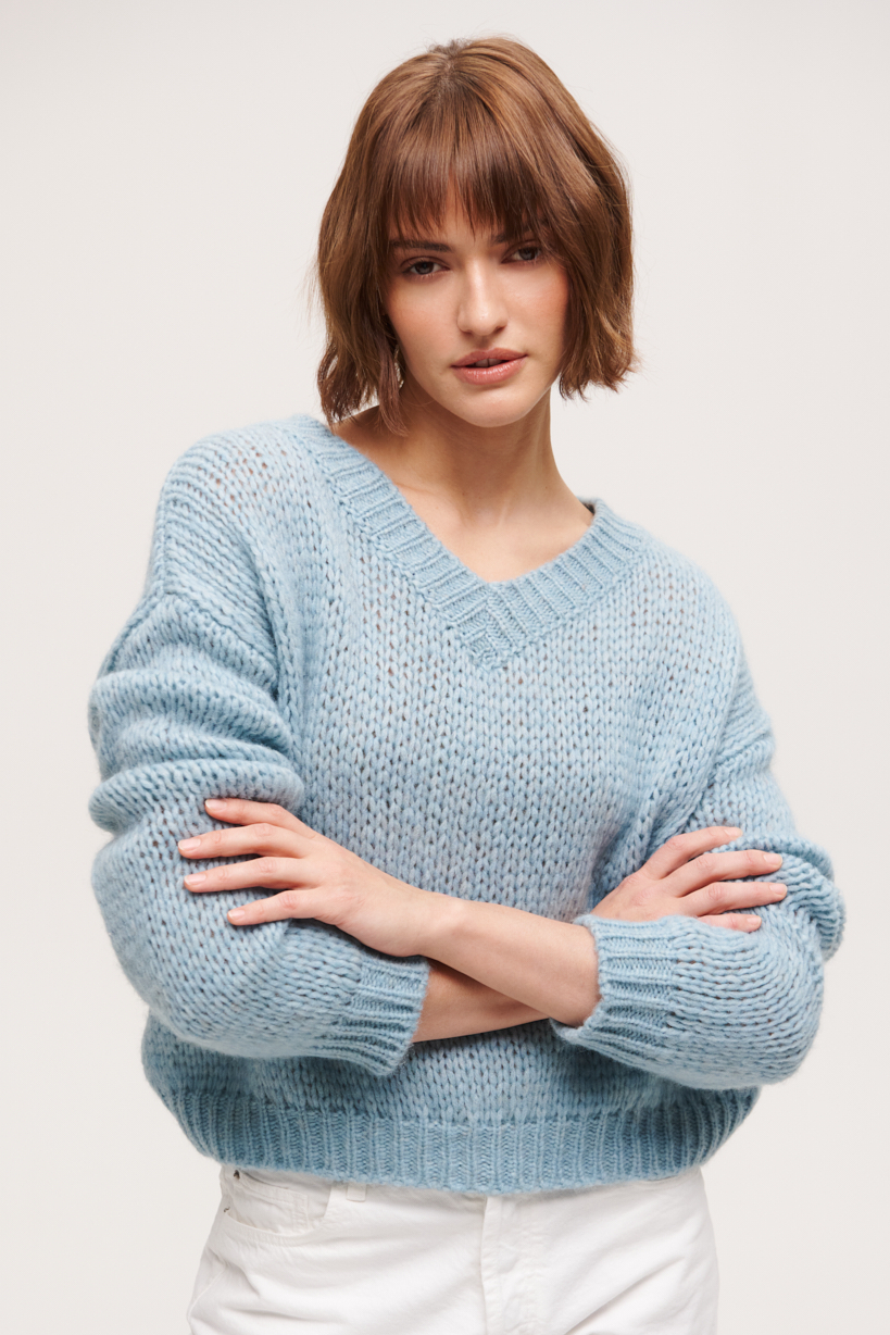 Roberto Collina Пуловер из шерсти альпака в оттенке аквамарин