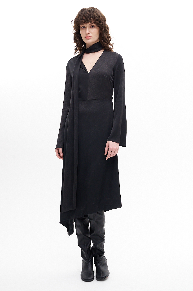 OTTOD'AME Платье из "стираной" вискозы с ассиметричным низом