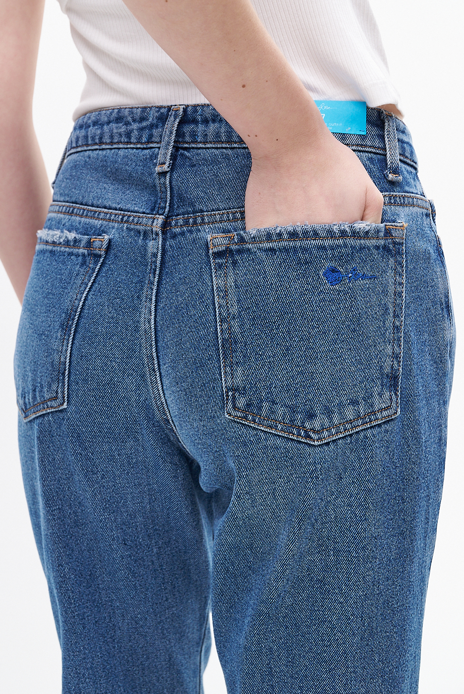 MERCÍ Джинсы Andrea прямого широкого кроя с угловыми карманами из классического темно-синего денима