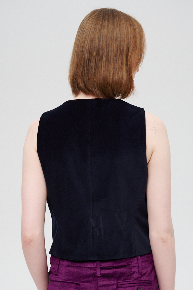 MERCÍ Жилет из бархата оттенка royal blue