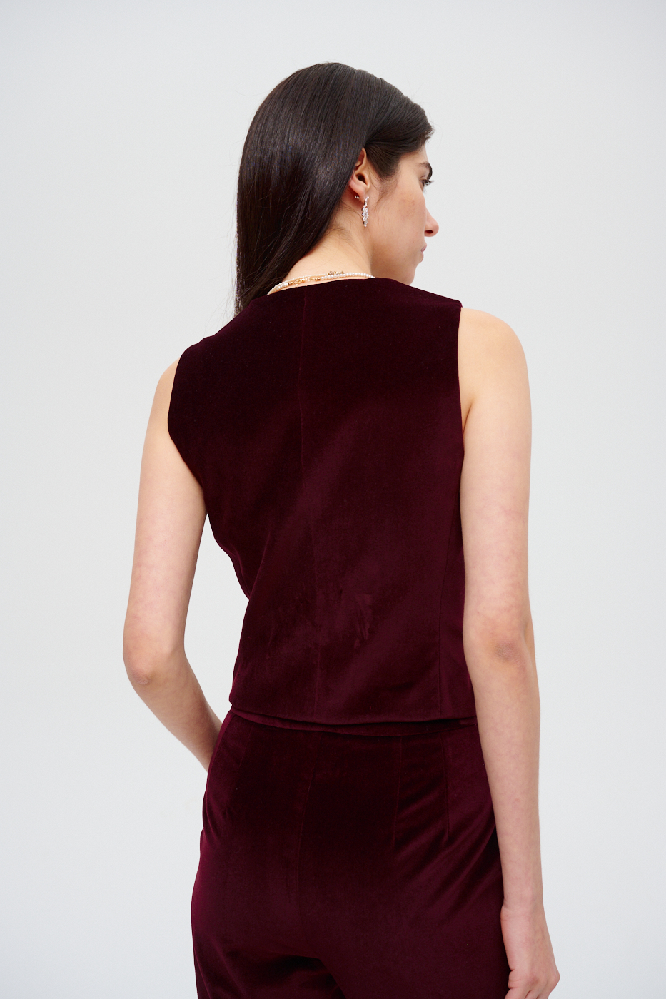 MERCÍ Жилет из бархата оттенка бароло
