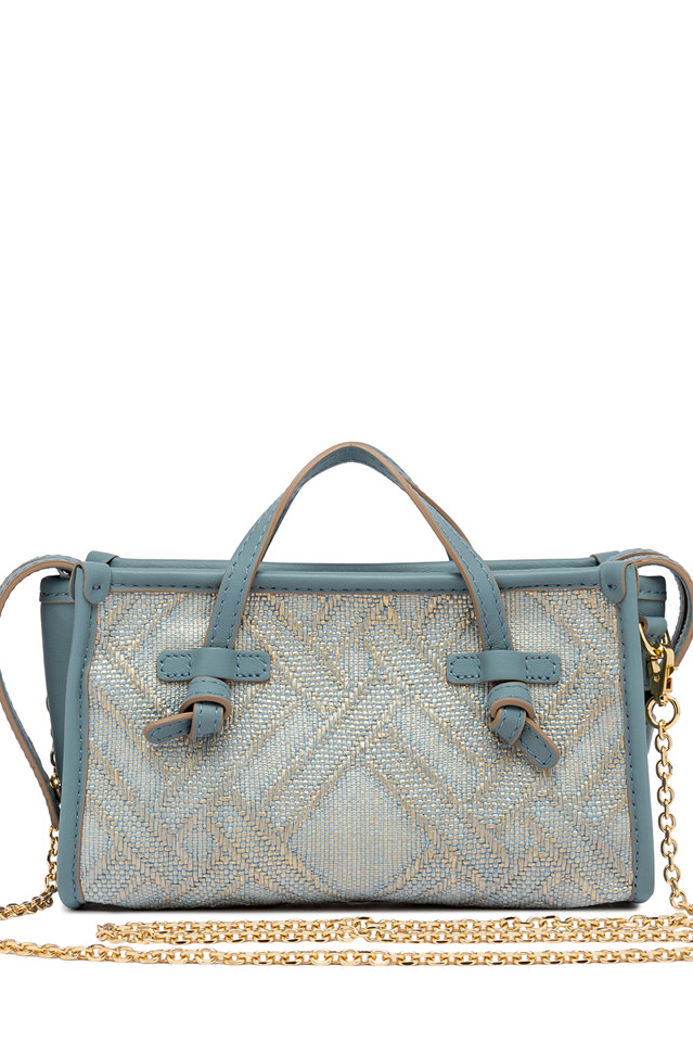 GIANNI CHIARINI Сумка-тоут MARCELLA JOY Capri из жаккардовой рафии и хлопка нежно-голубого оттенка