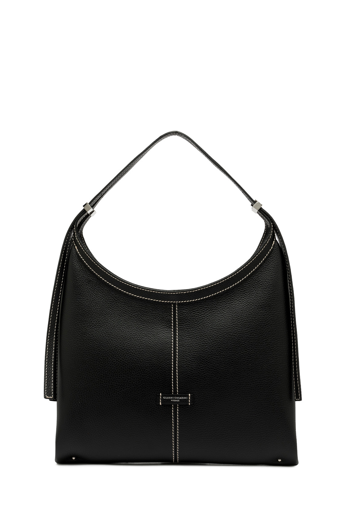GIANNI CHIARINI Сумка-хобо NORMA из премиальной зернистой кожи черного цвета