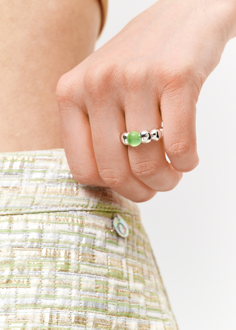 JF STORE  Кольцо Bubbles с натуральным халцедоном