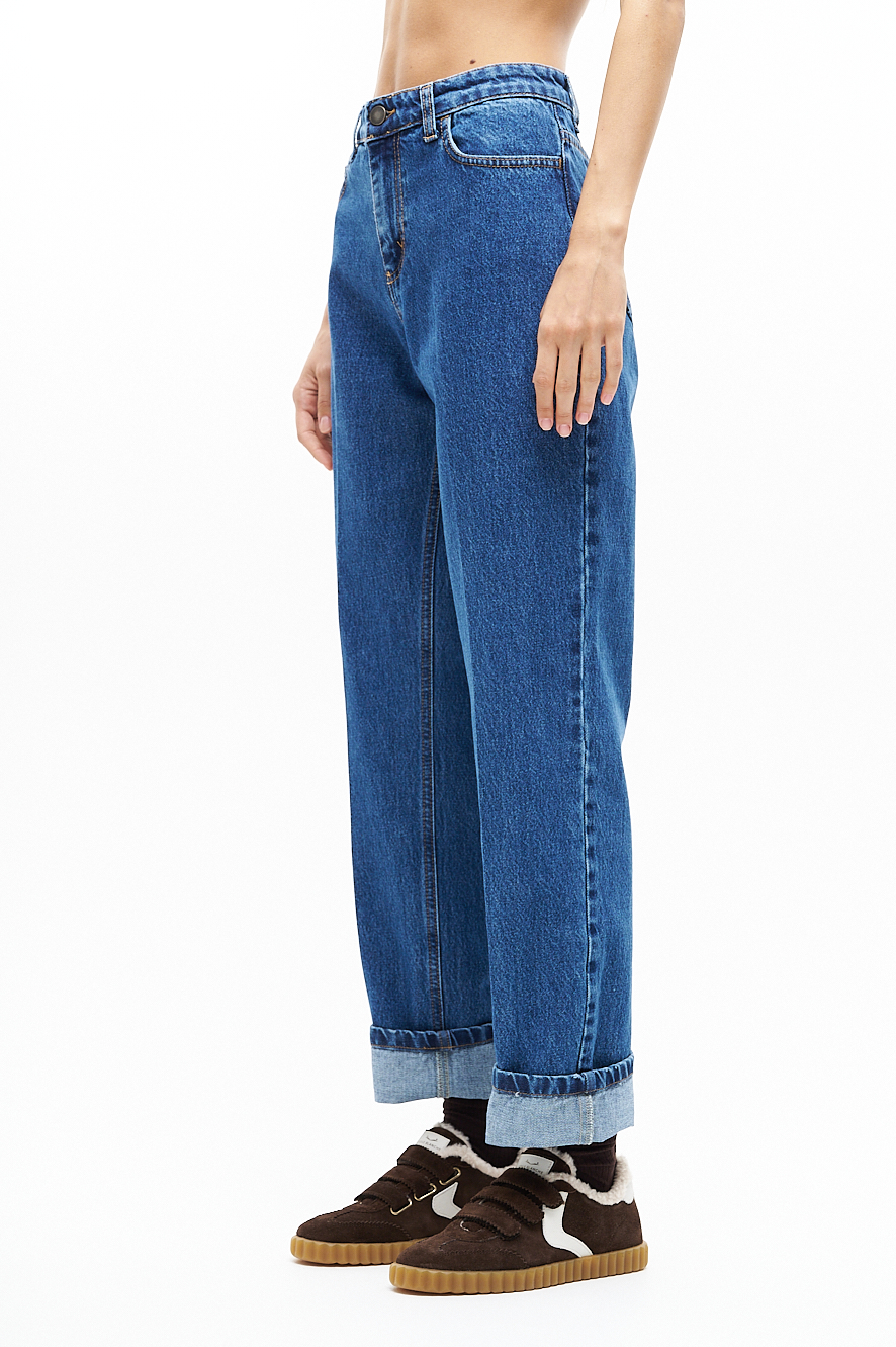 MERCÍ Джинсы-сигареты с отворотом ANDREA из плотного японского денима