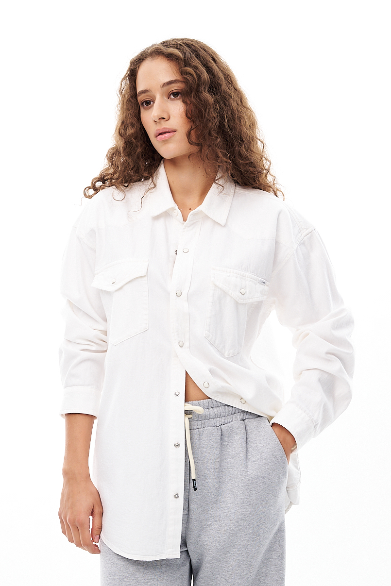 MOTHER Рубашка ‘the exes..’ из супериор денима молочного оттенка