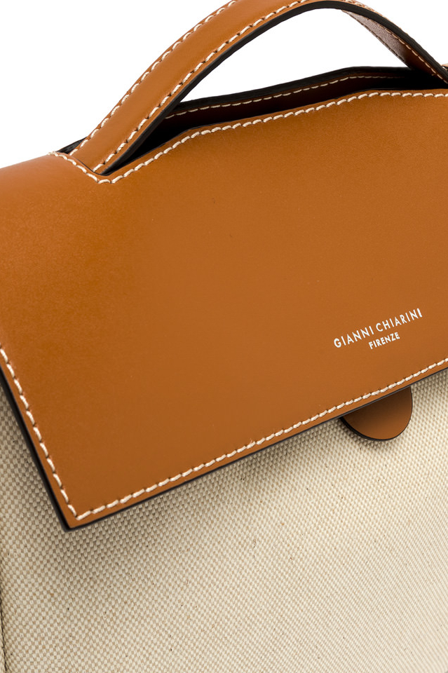 GIANNI CHIARINI Сумка CLIO BIG из хлопкового канвас с клапаном из гладкой кожи