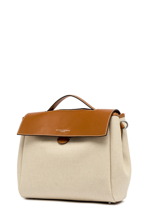 GIANNI CHIARINI Сумка CLIO BIG из хлопкового канвас с клапаном из гладкой кожи