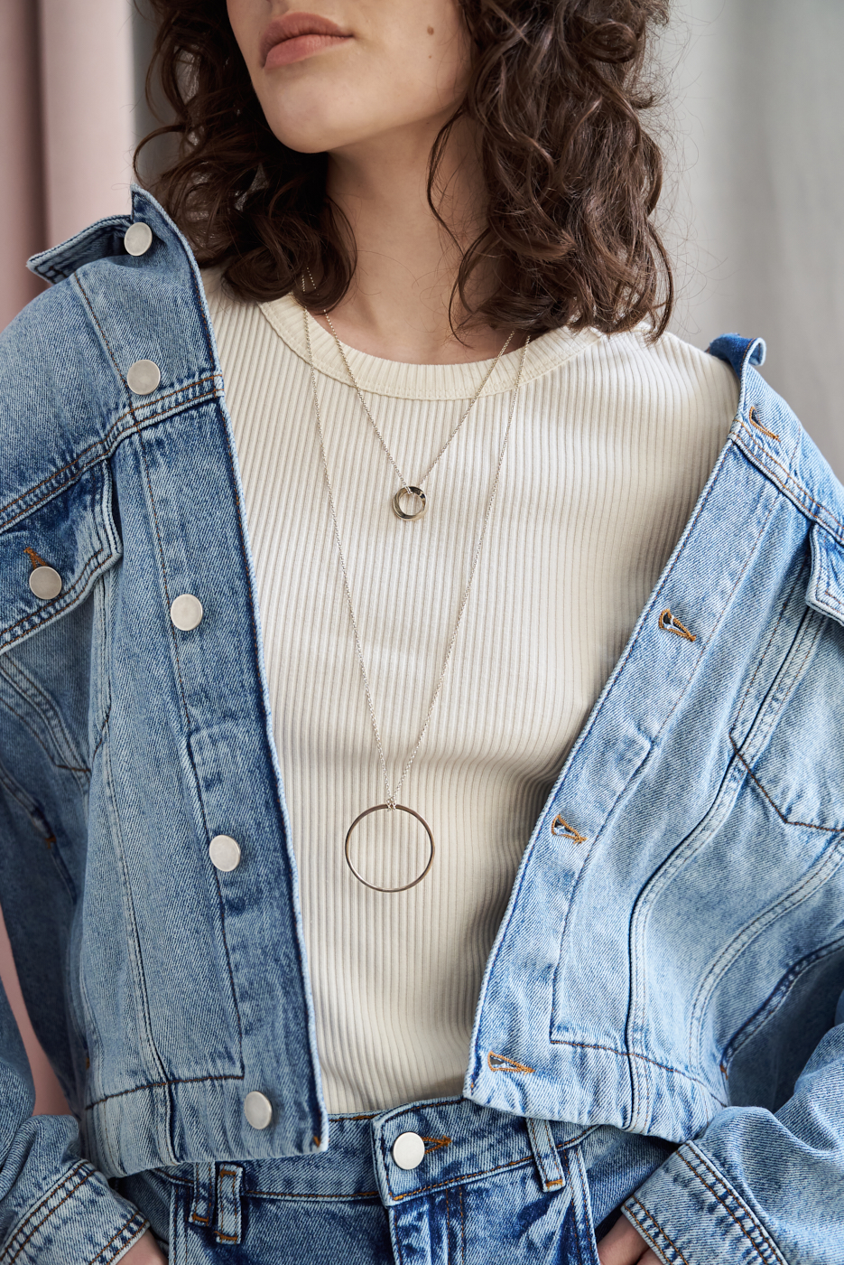 GEOMETRY Кулон круг на длинной цепочке