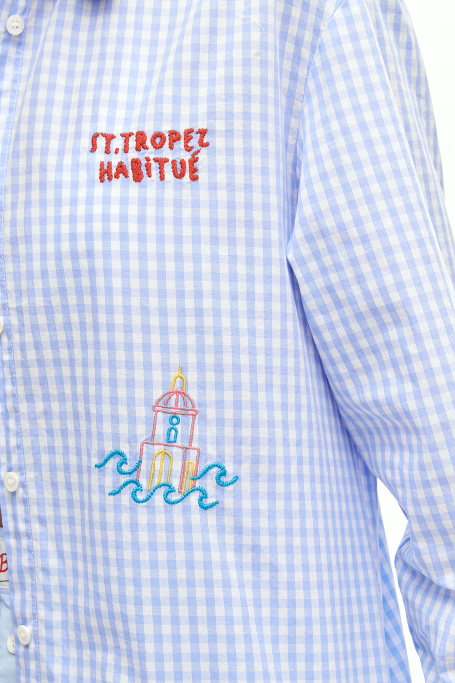 MC2 Saint Barth Рубашка из хлопка с рисунком в  клетку vichy и вышивкой ручной работы