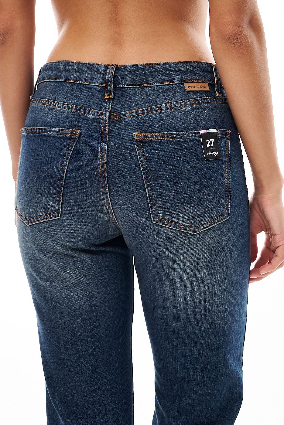 OTTOD'AME  Джинсы Boysh прямого кроя длины 7/8 в темно-синем дизайнерском варе