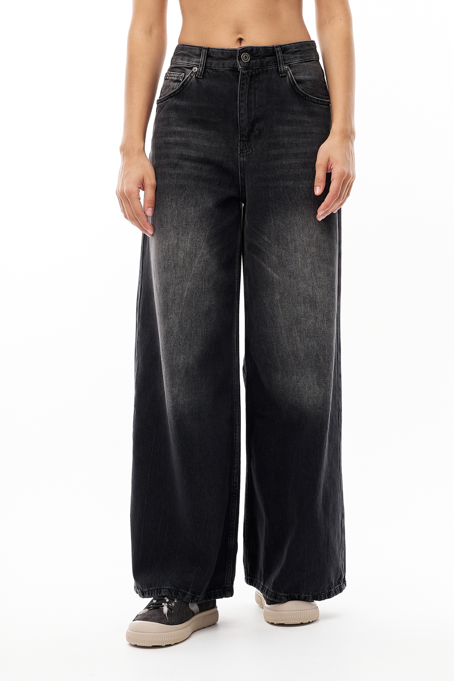 OTTOD'AME  Джинсы широкого кроя из денима оттенка графит