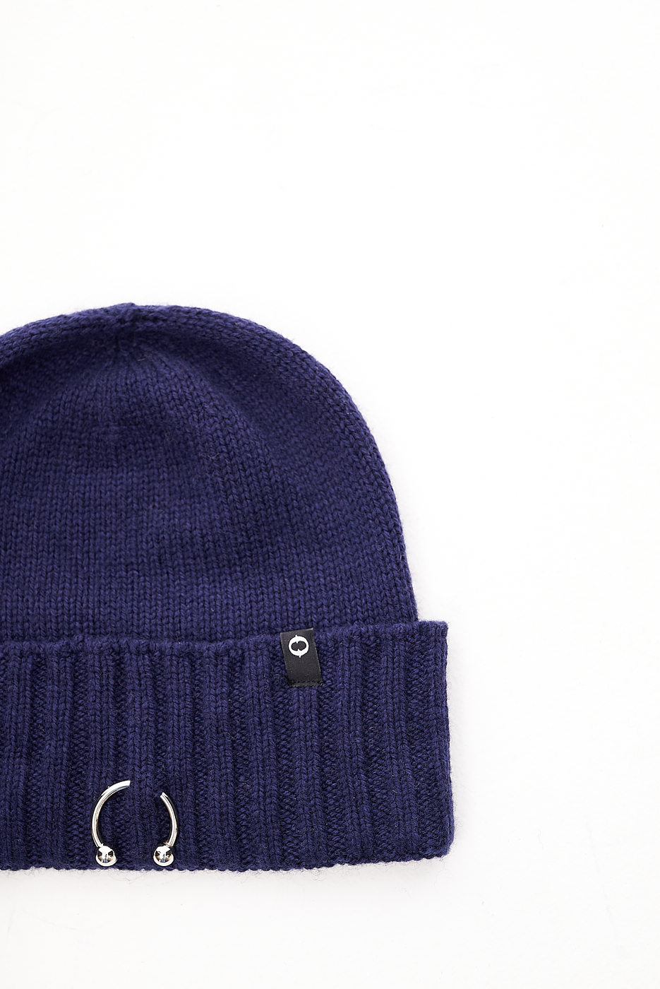 OTTOD'AME Шапка с отворотом из бленда кашемира и шерсти в оттенке navy blue