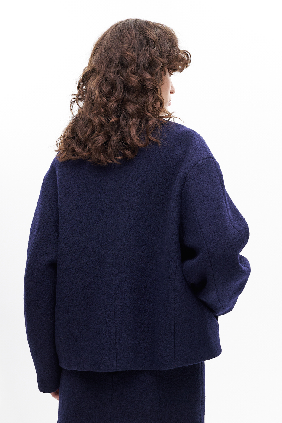 OTTOD'AME Бомбер из фактурной шерсти букле оттенка navy blue