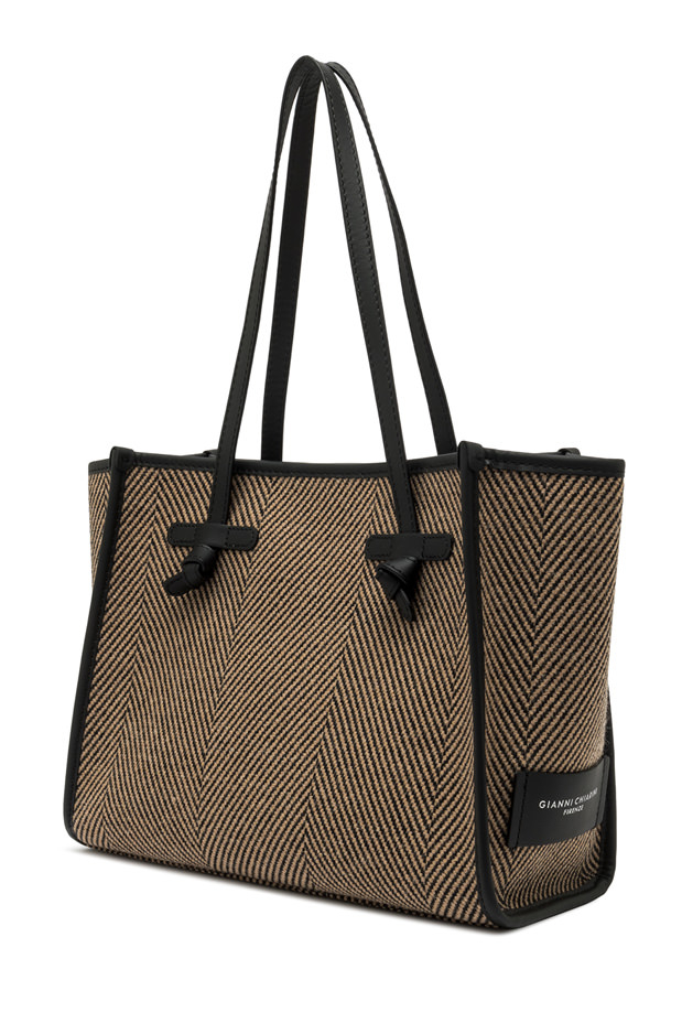 GIANNI CHIARINI Сумка-тоут Marcella 32 SPIGA из шерсти жаккардового плетения черного оттенка