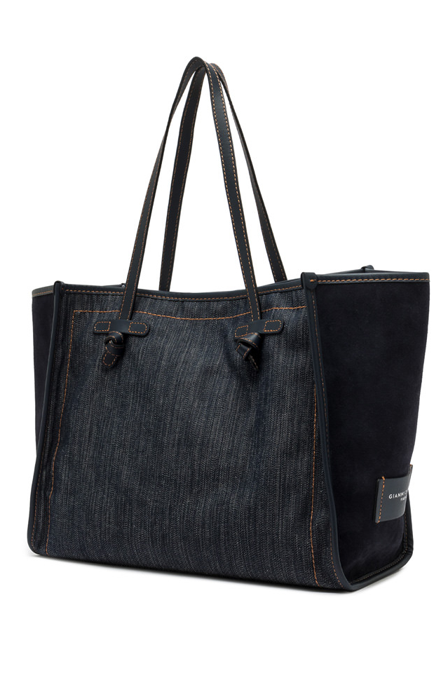 GIANNI CHIARINI  Сумка-тоут MARCELLA  country lake из крафтового денима и замши оттенка navy  blue