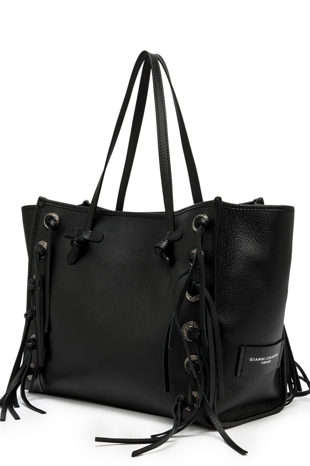 GIANNI CHIARINI  Сумка-тоут MARCELLA Free Spirit из плотной зернистой кожи с металлическим декором и бахромой