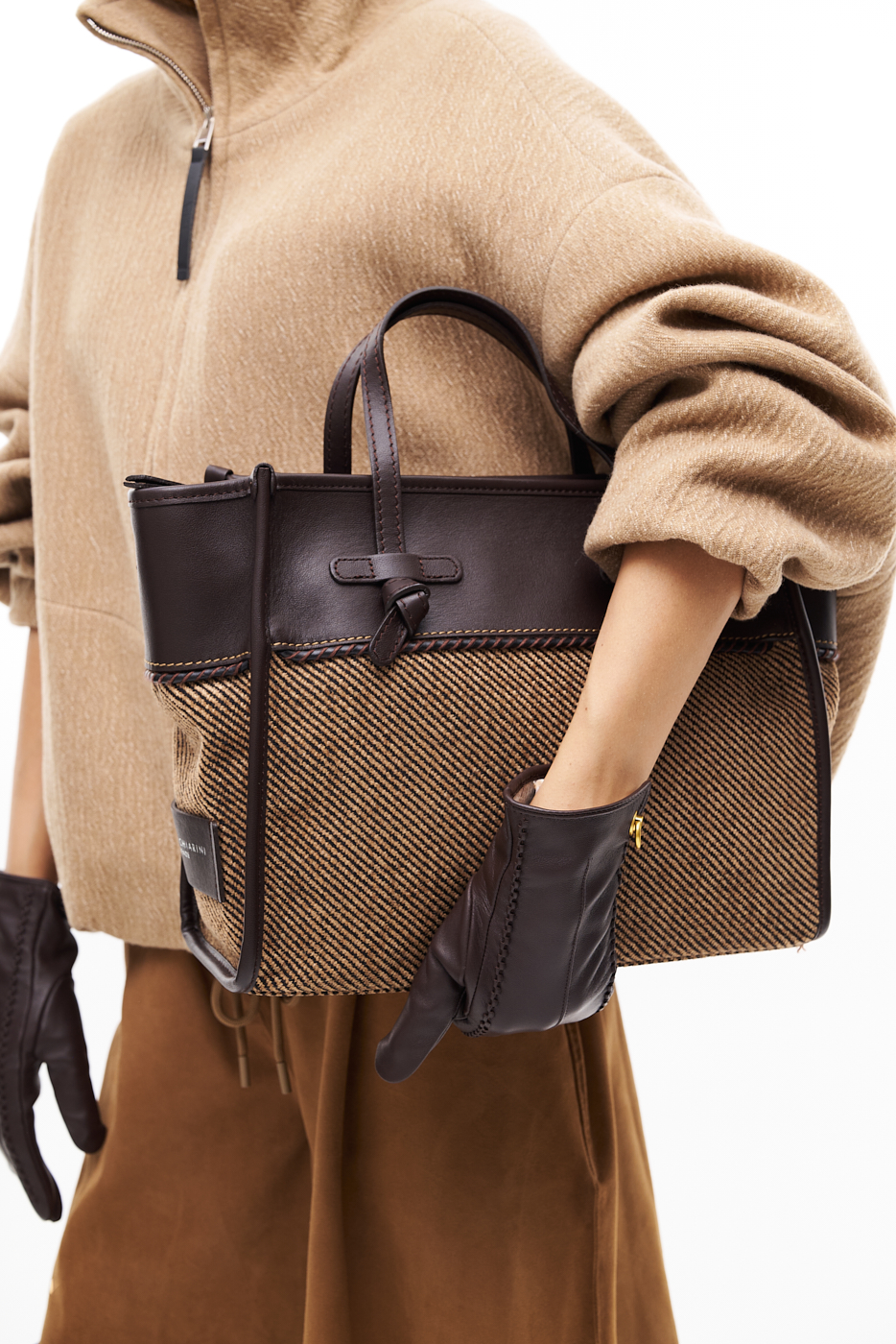 GIANNI CHIARINI  Сумка MARCELLA 32 комбинированная: велюровый жаккард + кожа с застежкой на молнии
