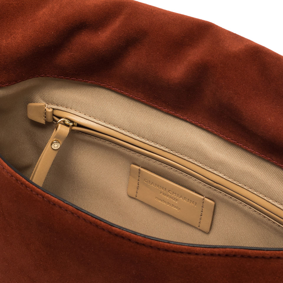 GIANNI CHIARINI Сумка-конверт MIREA из шелковистой замши кирпичного оттенка