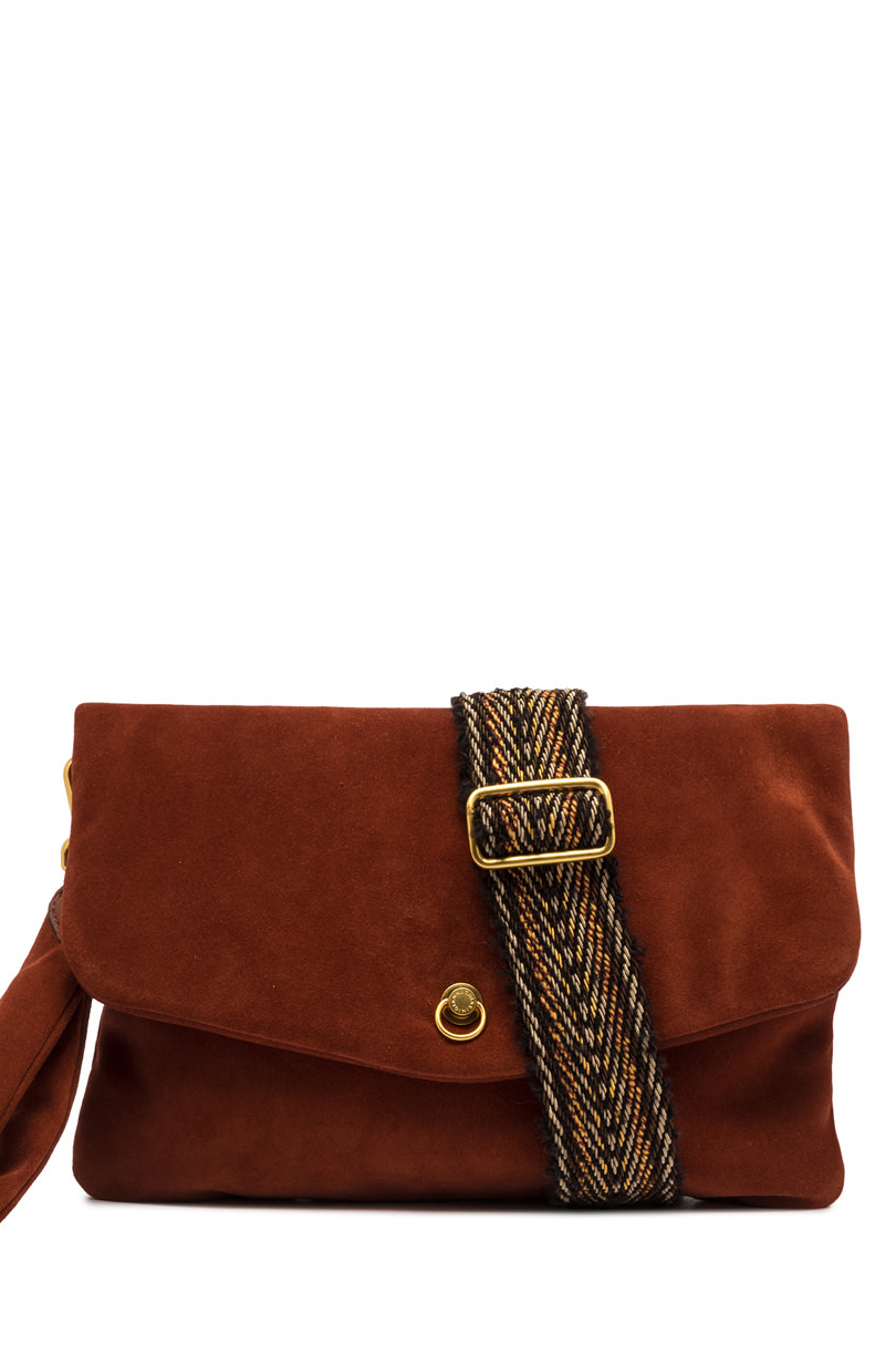 GIANNI CHIARINI Сумка-конверт MIREA из шелковистой замши кирпичного оттенка