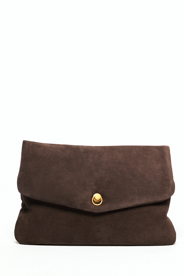GIANNI CHIARINI Сумка-конверт MIREA из шелковистой замши оттенка горького шоколада