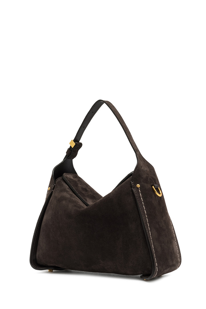 GIANNI CHIARINI Сумка PENELOPE mini из бархатистой замши оттенка горького шоколада