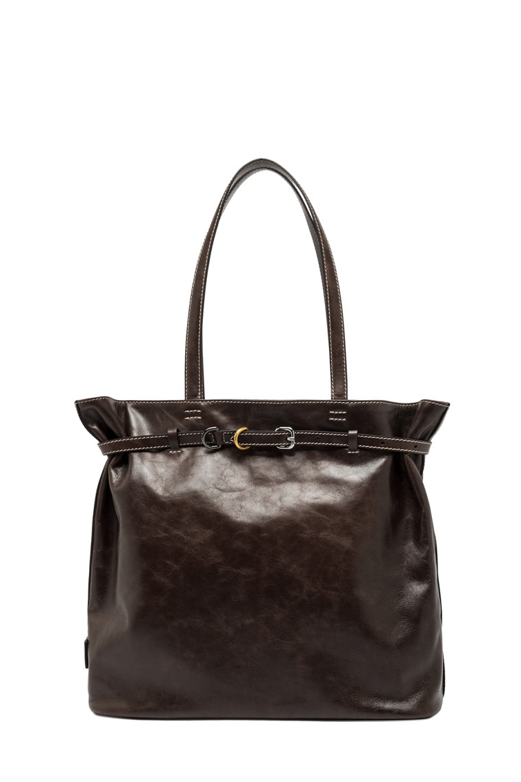 GIANNI CHIARINI  Сумка ASTRID прямоугольной формы с застежкой из полуглянцевой кожи оттенка эспрессо