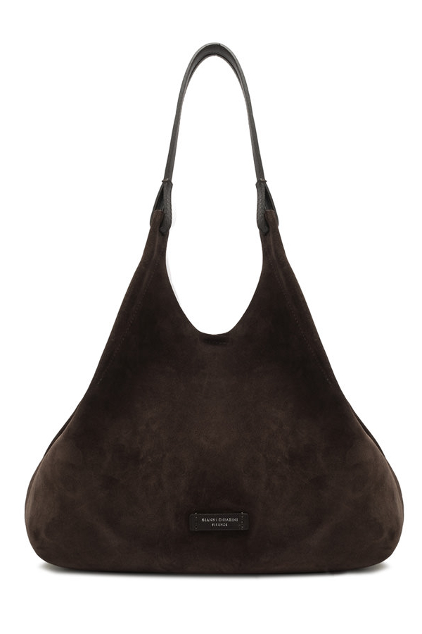GIANNI CHIARINI Сумка DUA BIG из премиальной  бархатистой замши оттенка горького шоколада
