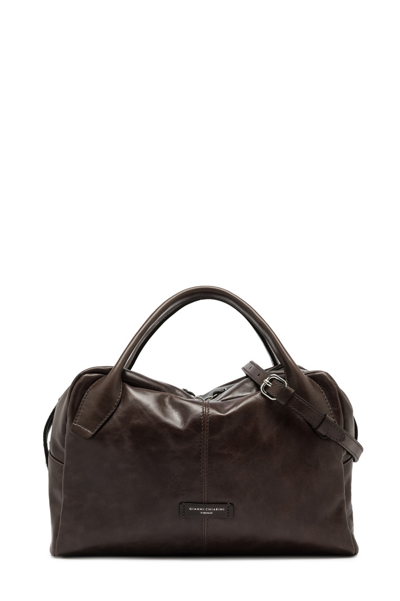 GIANNI CHIARINI Сумка-саквояж EMILY BIG из полуглянцевой кожи оттенка эспрессо