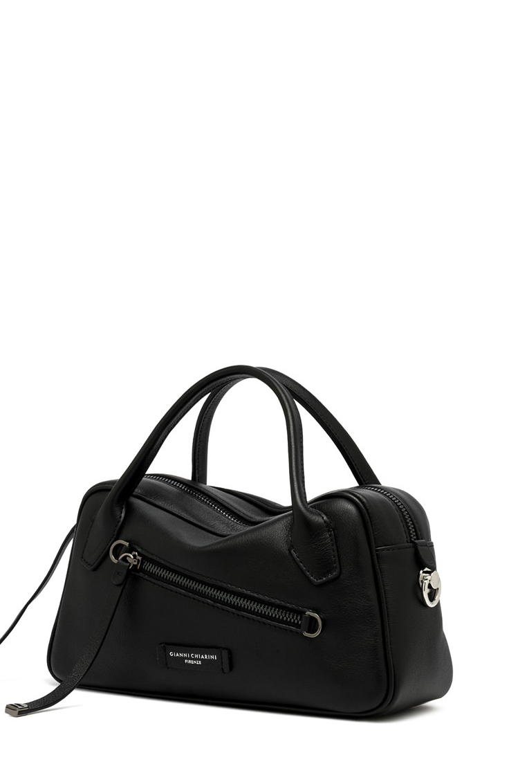 GIANNI CHIARINI Сумка CINDY прямоугольной формы с диагональной молнией из черной кожи