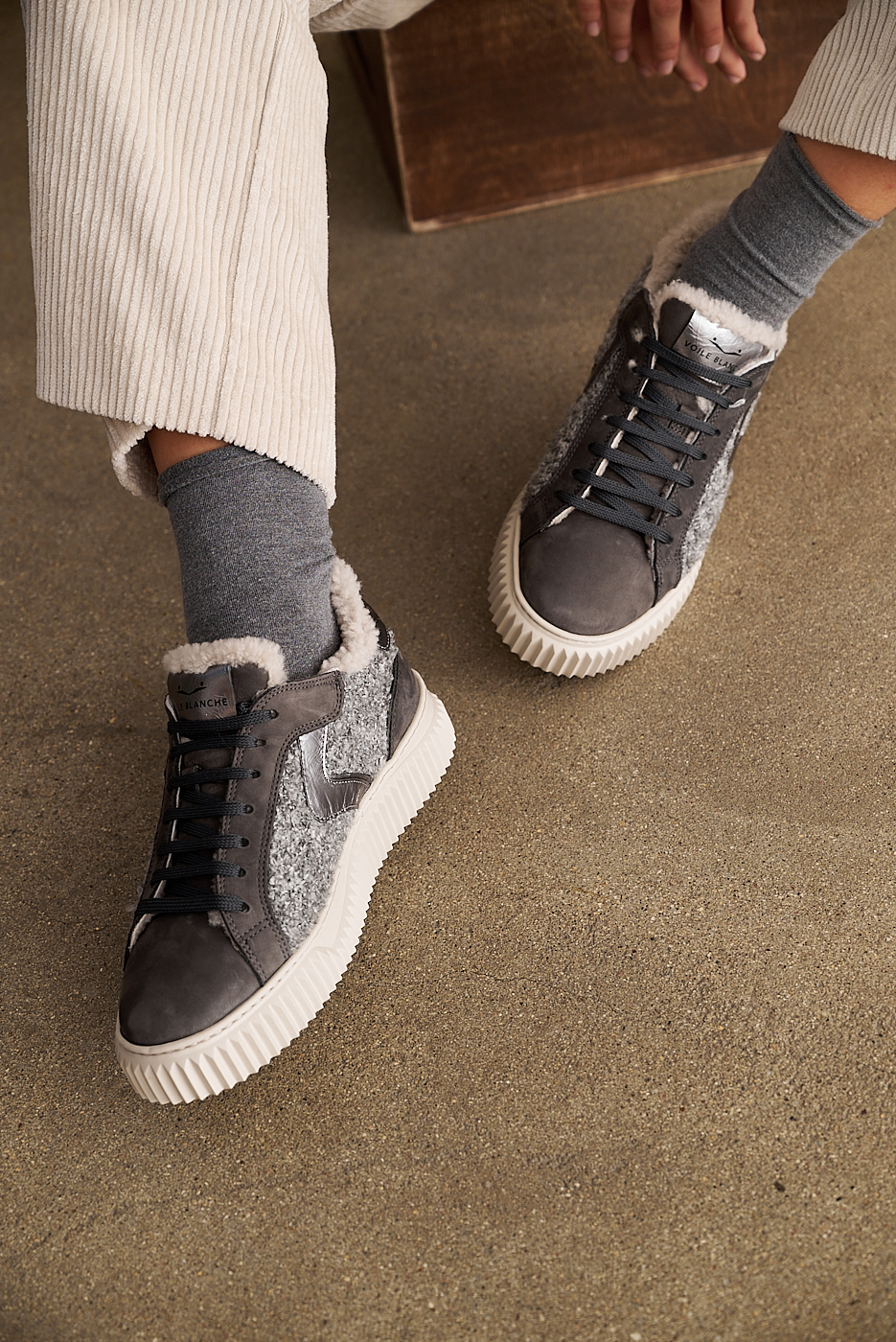 VOILE BLANCHE Кеды LIPARI из нубука и буклированной шерсти на меху