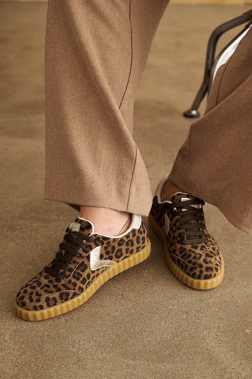 VOILE BLANCHE Кеды INES с лео-принтом и вставкой из металлизированной кожи