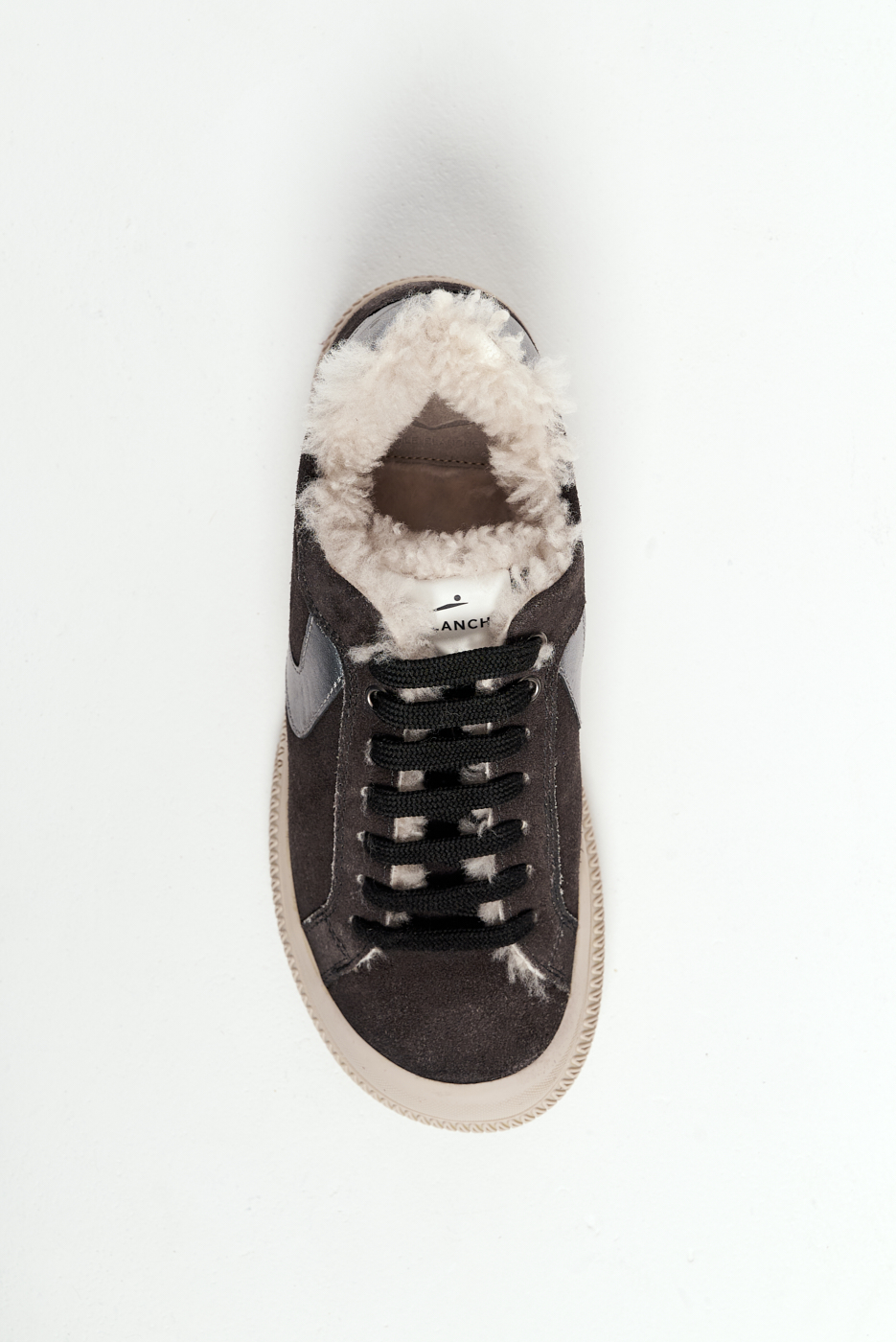 VOILE BLANCHE  Кеды PAN со скругленным усиленным мысом из нубука оттенка антрацит