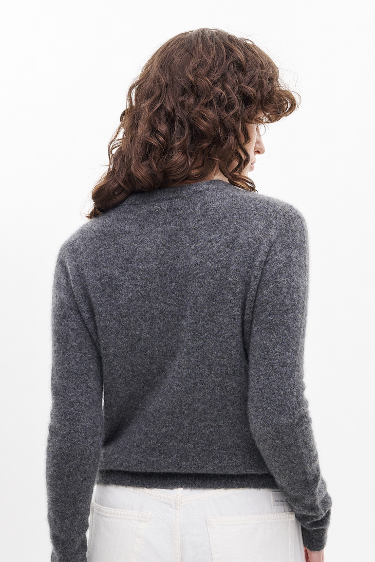 Roberto Collina Пуловер из премиального бленда кашемира и шелка в сером меланже