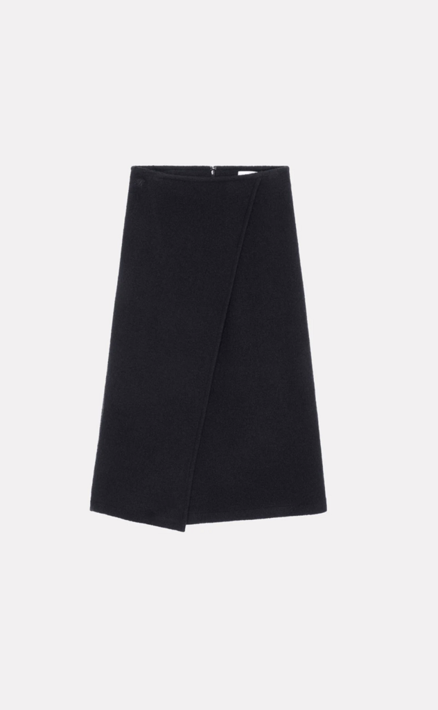 ROSEANNA Юбка MARTIN длины миди c запахом из шерсти букле оттенка navy blue