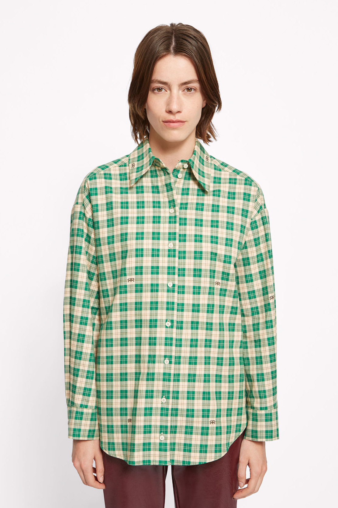 ROSEANNA Рубашка AGAIN свободного кроя с принтом в клетку в зеленой гамме