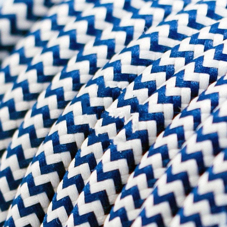 Провод текстильный синий зигзаг